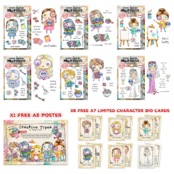 Janet Klein Creative Types Stamp Bundle + A5 Free Poster & Bio Cards - AALL & Create 